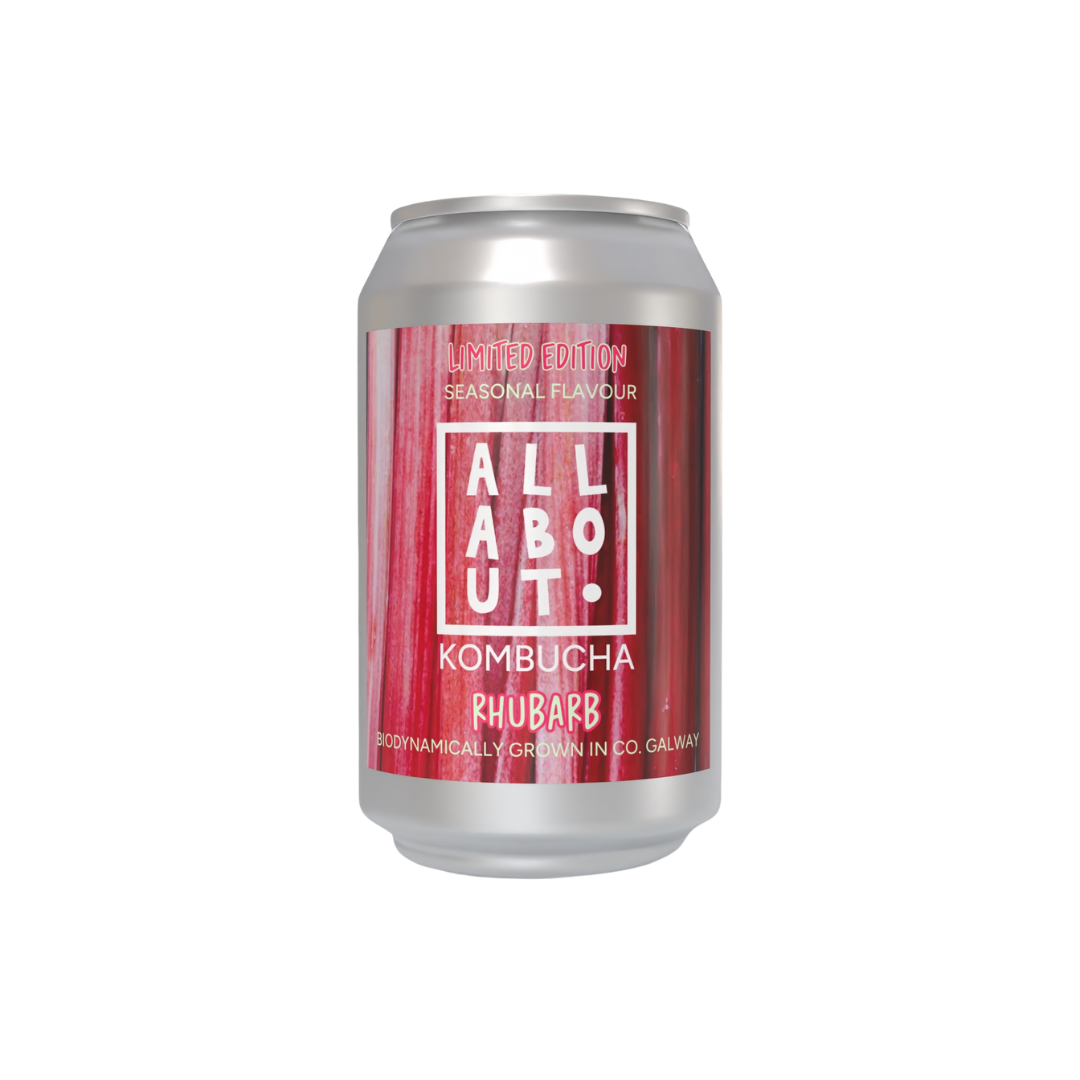 Enjoy our seasonal Rhubarb Kombucha – organic, small-batch, and brewed in Galway with locally grown rhubarb.
