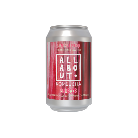 Enjoy our seasonal Rhubarb Kombucha – organic, small-batch, and brewed in Galway with locally grown rhubarb.